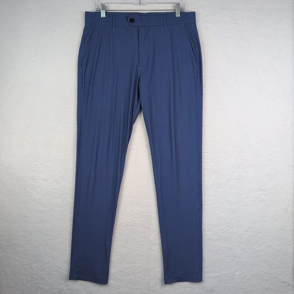 Greyson Pants Mens 32x32 Blue Houndstooth Performance Stretch Golf